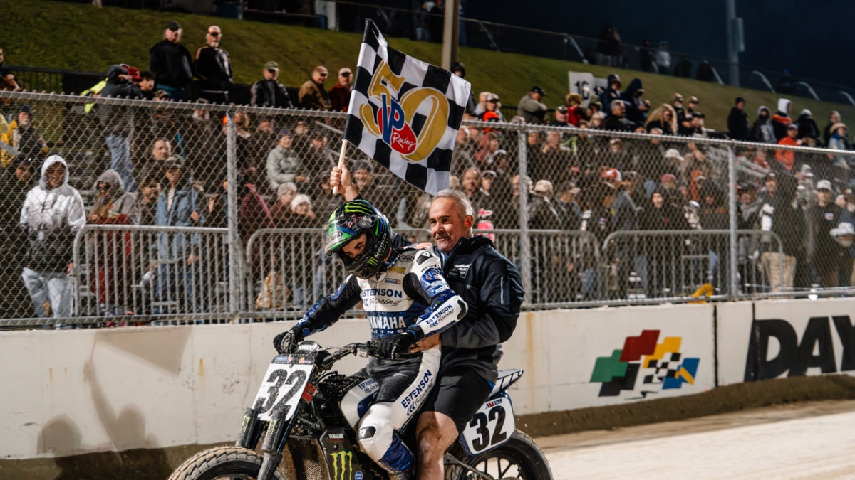 Dallas Daniels after his victory at Daytona. Photo courtesy American Flat Track.