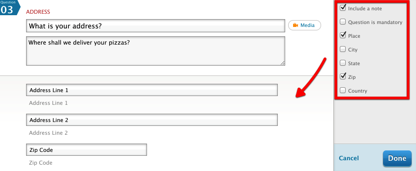 address question configured
