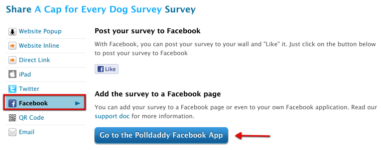 click on big blue FB button