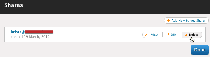 click on delete share