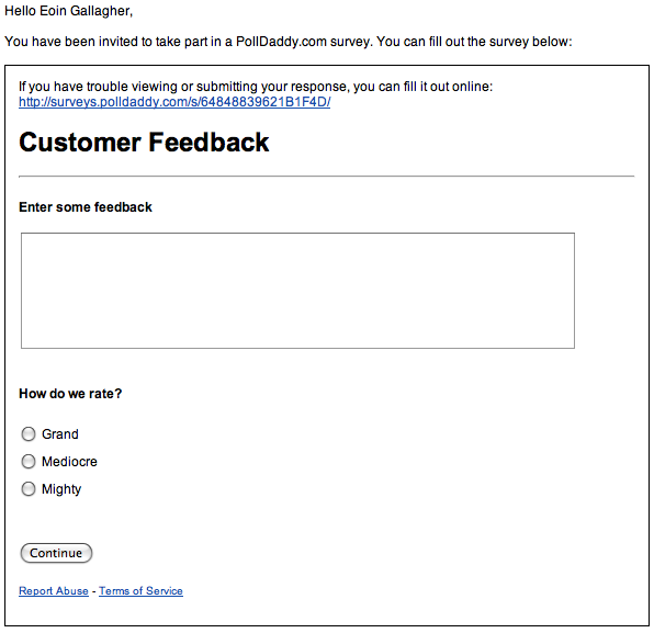 Survey Embed Survey Embed