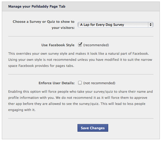 select the survey to show