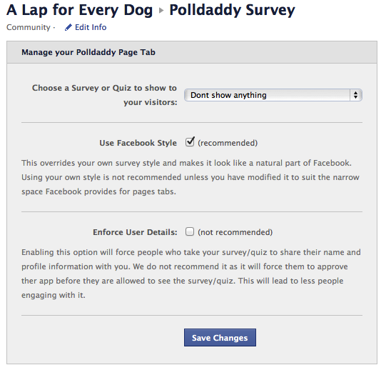 set up polldaddy surveys settings