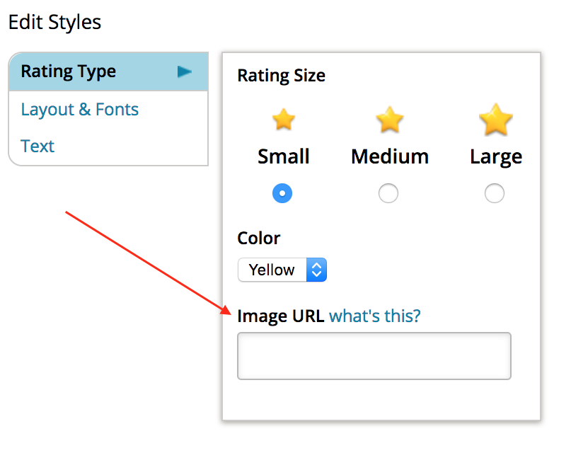 Images of how to add an image URL to a rating.