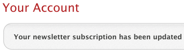 success message for newsletter